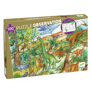 Djeco 100 Piece Dinosaurs Observation Puzzle & Booklet