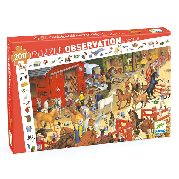 Djeco 200 Piece Horse Riding Observation Puzzle