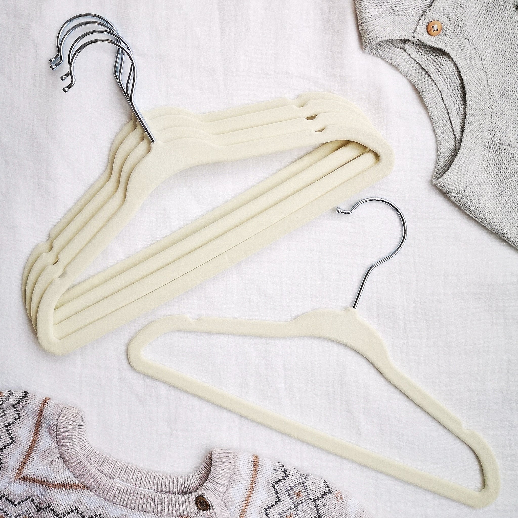 Velvet Baby Clothes Hangers - Beige