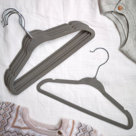 Velvet Baby Clothes Hangers  - Grey x 15